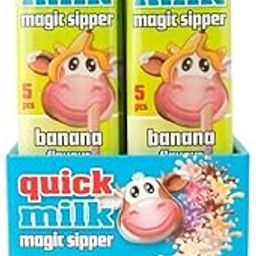 Quick Milk Magic Sipper Banana Flavor Straw Enjoy This Delicious Magic Straw With Banana Flavour Each Pack Contain 5 Straw Pack Of 2 (Imported)-image-2