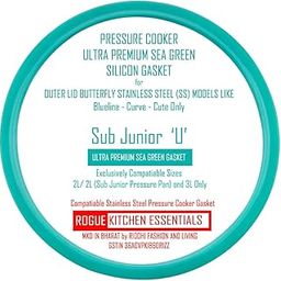 "Sub Junior - U" Silicon Gasket Exculsively Compatiable with Butterfly Stainless Steel (SS) Pressure Cooker Outer Lid Only (Capacity Sizes - 2L/ 3L & Junior Presure Pan 2L) GREEN-17