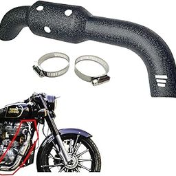 Dhe Best Bike Silencer Bend Pipe Heat Shield Protector/Cover Guard and Black only for Bs6 Model Compatible with RE Bullet Electra Twin Spark-10