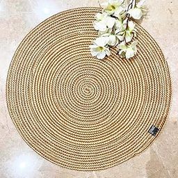 ST SAPROSE ® Polypropylene Multipurpose Braided Round Table Mat (1 PC Pack, 40 cm), Dinning Place mats, Side Table Mat, Doilies, Machine Washable Large Mat for Dining Table (15.5" Dia., Beige-Jute)-8