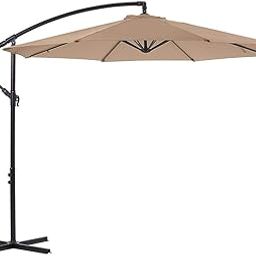 SUPERJARE Offset Patio Umbrella, 10ft Hanging Outdoor Market Umbrella with Crank Lift & Cross Base, Waterproof Cantilever Umbrella Canopy-picture-16