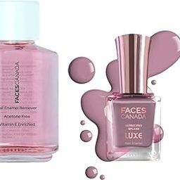 FACESCANADA Ultime Pro Splash Luxe Glossy Finish Nail Enamel-Heliotrope (L13), 12Ml & Glossy Nail Enamel Remover-Transparent 01|30 Ml-image-1