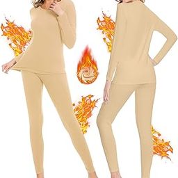 Thermal Underwear for Women, Necomi Long Johns Thermal Set Wool Women Thermal Underwear Set, High Elasticity, Base Layer Long Sleeve Thermals with Fleece Lined for Indoor, Hiking, Outdoor Sports-image-31