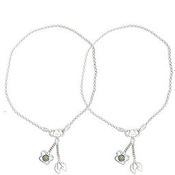 925 Sterling Silver Anklets for Women (Pair) | Anklets with Leaf & Butterfly Charms | Payal pair (ball style chain)-14