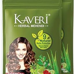 Kaveri Herbal Henna Natural Brown - 9 Herbs Henna Powder For Hair - Natural Mehndi Dye For Hair Colour - Provides Healthy & Shiny Hair - 150 Gram - Pack 2-12