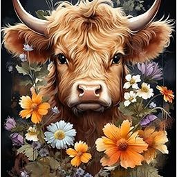 TREXEE 5D DIY Diamond Painting Art Kits for Adults & Kids Diamond Paint by Numbers Kit PNB DIY Highland Cow Round Full Drill Art Craft Kits for Home Wall Decor Gift (16x20 inch)(Without Frame)-image-99