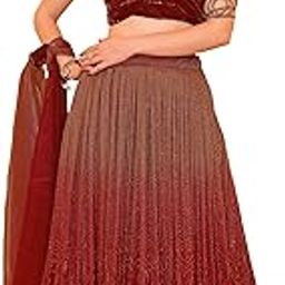 Polyester Blend Women's Shaded Lycra Semi-Stitched Lehenga Choli (Liya)-image-60