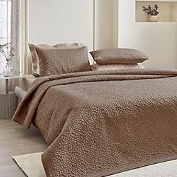 DDecor 100% Cotton 210 TC Embroidery Bed Spread-CQ 3-Savannah-Cappuccino-image-73
