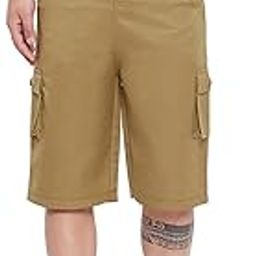 Khaki Color Cotton Blend Men's Shorts(HYPM03232)-image-85