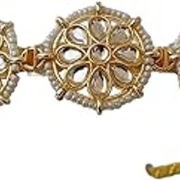 Floral Kundan Mathapatti Sheeshpatti Golden Wedding Hairband, Celebrity Headband, and Hair Jewellery Tiara for Women and Girls-image-45