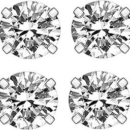 Set of 2 Pairs 5mm Silver Crystal Magnetic Clip-On Earrings | No-Piercing Studs for Non-Pierced Ears | Unisex Jewelry for Women & Men-10