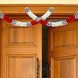 Tia Crafts Artificial Flower Garland Toran For Door Entrance Home Decoration Hanging 2 Pieces 5 Feet (Red)-image-4