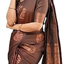 Women's Banarasi Silk Jacquard Kanjivaram Saree With Litchi Silk Unstitched Blouse Piece (B-Sita)-image-105