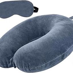 U Shaped Travel Neck Pillow Combo with Eye Mask for Travel in Airplane Flight/Car/Train for Sleeping,Comfortable Head Rest Neck Support | Lightweight for Men and Women (Grey)-image-47