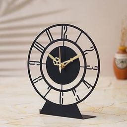 Ingo creation Modern Artistic Decorative Metal Table Clock, Desk Clock for Living Room, Dining Room, Office, Home Decor, Black-23