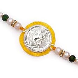 Milan Jewellers (0133) BIS HALLMARKED 99.5% Fine Silver Certified GANESHA RAKHI (Yellow)-image-19