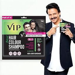 VIP Hair Colour Shampoo Black, 20ml (Pack of 10) | 100% Grey Hair Coverage, Ammonia Free-14