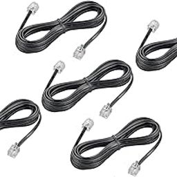 TAAPSEE Telephone Line Cord Rj11 Plug to RJ11 Plug 6p2c, Black (2 METER, 5 PACK)-6