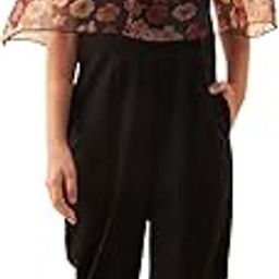 Girls Floral Printed Shoulder Straps Basic Jumpsuit-image-2