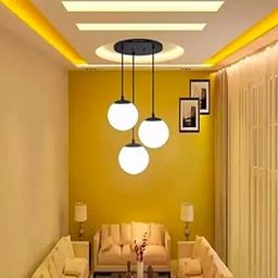 NOZZ Modern 3 Glass Doom Hanging Light with Metal Plate for Drawing Room and Home| Pendant Ceiling Light for Restaurant-image-6