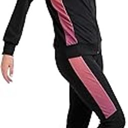 Women's Body Fitted Gym Running Sports Track Suit | Regular Casual Fit | Track Suit for Girls & Women | Fabric - Polyester | Top Closure - Zipper (IN, Alpha, L, Black & Pink)-image-78