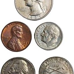 ShubhCoins 5 Different Foreign Coins Set of USA in Very Fine Condition, Very Collectible for Kids Above 5 Years, Coin Collection Education Set for Kids, Best for School Projects-29