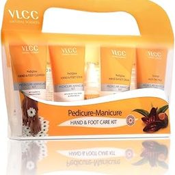 VLCC Pedicure - Manicure Hand & Foot Kit - 150g + 60ml | Remove Dirt, Impurities & Dead Skin Cells | Softens and Nourishes Hand and Feet | Combo of Oil, Cleanser, Scrub, Cream, Anti tan pack.-48