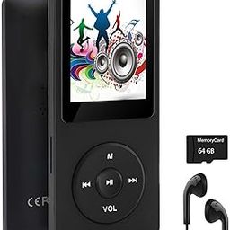 64GB MP3 Player with Speaker Earphones Portable Music Player for Kids Support Music/Picture/Video/Voice Recording/E-Book Black-image-92