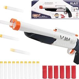 Toyshine Double-Barreled Long Range Soft Bullet Shotgun Toy with 10 Foam Bullets & 6 Ejection Shells Role-Play Indoor Outdoor Shooting Toy for Kids Boys Girls 4+-0