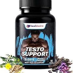 HealDesire TestoSupport- High Strength Testosterone Supplement | 5-in-1 Power Formula with Safed Muesli, Gokshur & More | Ayush Approved- For Power, Stamina & Performance | 60 Veg Capsules-51
