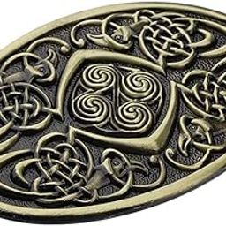 Mens Native American Cowboy Germanic Celtic Pattern Oval Bronze Belt Buckle-image-41