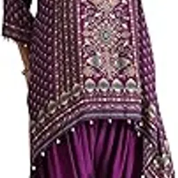 soch Womens Purple Viscose Muslin Floral Print Co-Ord Set With Beads-picture-8
