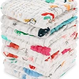 TERI BERI Muslin Cotton Face Towels for Newborn Baby Extra Soft Hankies Reusable Napkins for Infants Toddlers (Pack of 5, White, 200 GSM)-18