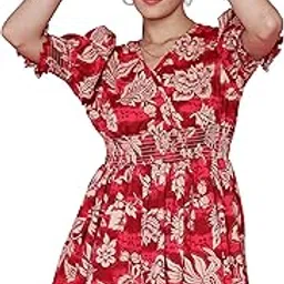 sheetal associates Women's Casual Puff Sleeves Floral Print Peplum Top-picture-17