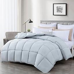 Chezmoi Collection All Season King Size Down Alternative Comforter - Plush Microfiber Fill - Box Stitch Quilted - Duvet Insert with Corner Tabs (Cal King/King, Silver Gray)-image-28