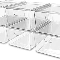 KOLORR Transparent Baskets for Storage with Lid Medium-4Liter | Multipurpose Clear Container | Organiser Plastic Box with Handle for wardrobe clothe Makeup closet Stationary | Pack of 6-image-0