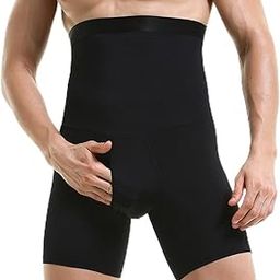 Men Tummy Control Shorts High Waist Slimming Body Shaper Compression Shapewear Belly Girdle Underwear Boxer Briefs Large Size in Black-image-27