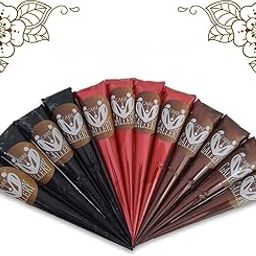 CareOne Gallery Instant Henna Paste Mehendi Cone | Vegan & Halal Nail Polish Cone For Women | Without Chemicals | Ready To Use Red, Brown, Black Colour Stain | Pack of 12 Pieces 120 Gms|-picture-41