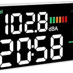 Decibel Meter, 4 in 1 Decibel Meter, Wall Mounted Sound Level Meter with Digital Clock, Humidity & Temperature, 11 Inch LED Display Noise Meter for Home, Studio, Factory, Classroom-image-5