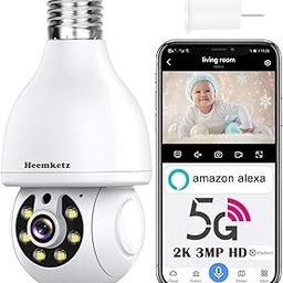 Heemketz 2K/3MP Light Bulb Security Camera, Security Cameras Wireless Outdoor for Home Security, Color Night Vision, Motion Tracking Detection & Alarm, 360° WiFi Bulb Security Camera, 2-Way Talk,Alexa-image-57