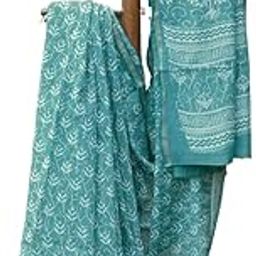 Ocean Breeze Sea Green chanderi Cotton Saree-image-16