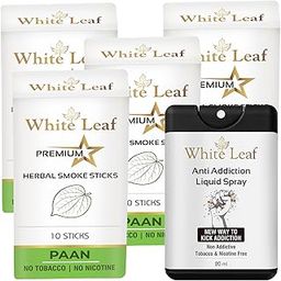 White Leaf Natural Herbal Cigarettes Paan Flavour(40 Sticks) 100% Tobacco-Free and Nicotine-Free With Anti Addiction Shot Spray 20 ml Made From Ayurvedic Herbs | Free From Additives and Chemicals Free-image-93
