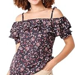 Women's Multicolor American Crepe Off-Shoulder Regular Fit Top | Stylish Casual for Girls & Women-image-19