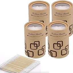 Natural Bamboo Cotton earbuds/swabs | q tips | 100 Stems / 200 Swabs (Per Pack) | Suitable for adult and baby | Multipurpose Double tip Bamboo cotton swabs (Pack of 4)-image-91