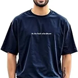 urgear Men Oversized Printed Round Neck Cotton Blend Navy T-Shirt-picture-11