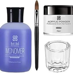 Bolt Bee Acrylic Nail Kit for Beginners: Clear White Pink Acrylic Powder and Monomer Set Professional Nails Kit Acrylic Set with Acrylic Nail Brushes for Home DIY (Clear)-image-57