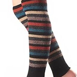 Women Multicolor Horizontal Stripe Warm Woolen Knee High Leg Warmer Winter Long Boot Cuffs Socks for Girls-image-34