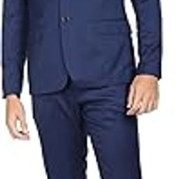Men Navy Tailored Fit Geometric Patterned Three Piece Suit-image-48