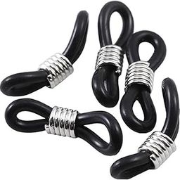 Eyeglass Chain Connector, Adjustable Anti Slip Silicone Strap Holder Chain End Loop Large Size for Sunglasses | 100 Pcs | Black-Silver-image-8