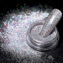 MAHIR GLITTER Supreme Quality Silver Holographic Shimmer Glitter for Eye Shadow Makeup and Nail Art 004 Size (10 GM JAR)-27